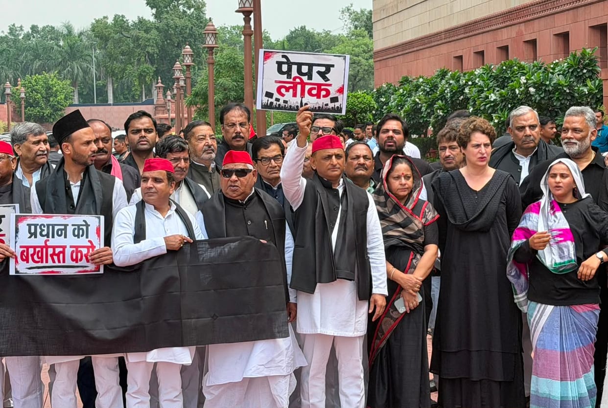 Opposition MPs Stage Black Protest In Parliament During Monsoon Session