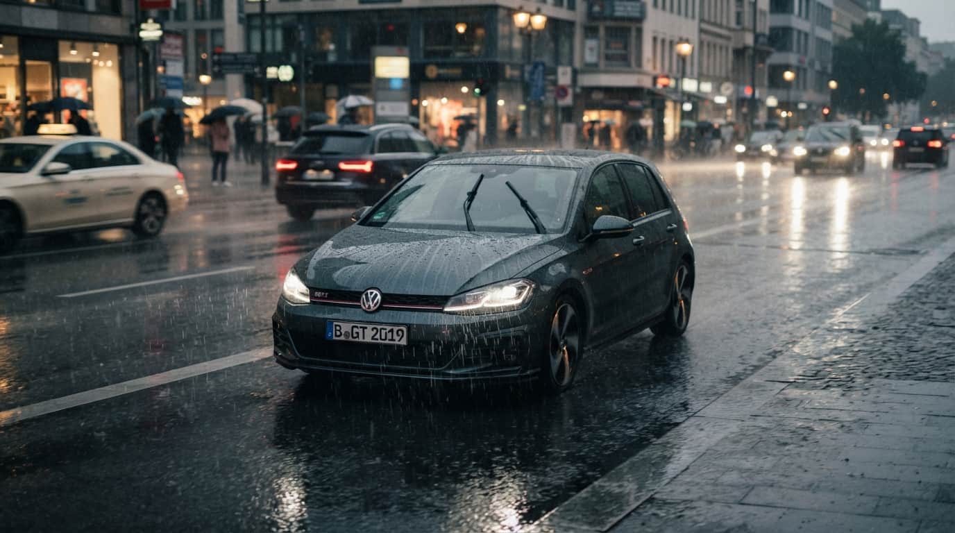 What should car drivers keep in mind while driving in the rain