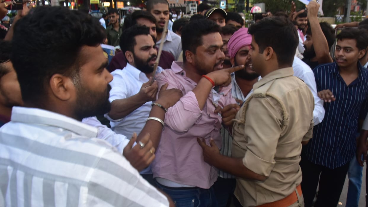 Student organizations launch a protest and hold a march of outrage against the lathi-charge on students