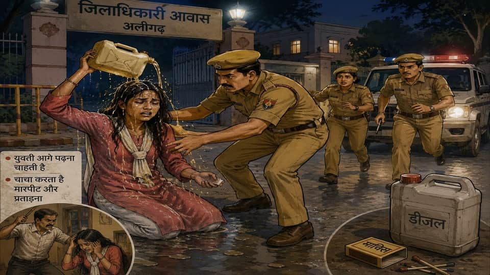 young woman attempted suicide at the Aligarh DM residence
