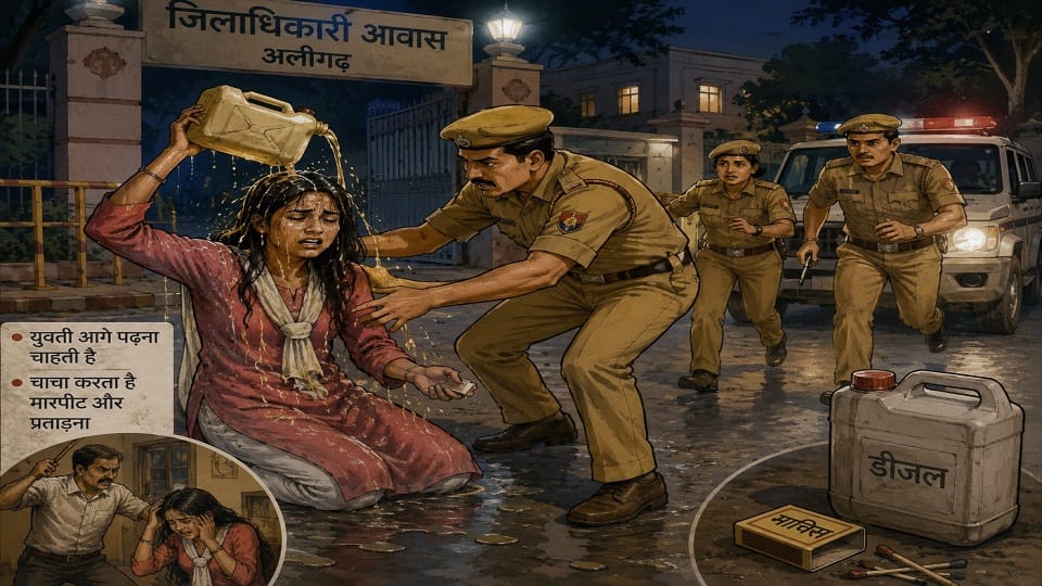 young woman attempted suicide at the Aligarh DM residence