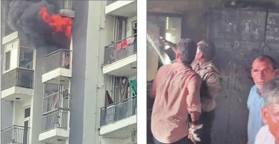 एसी ऑन करते ही शॉर्ट सर्किट से फ्लैट में लगी आग