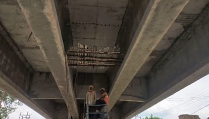 Kanpur Load testing begins on the Ghatampur overbridge team is assessing the strength of the new slab