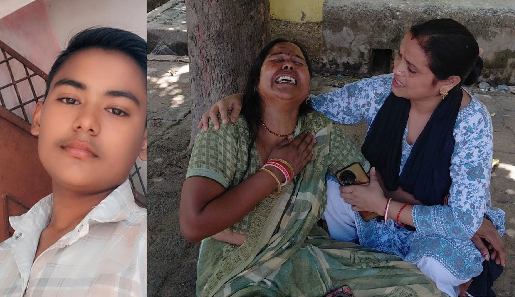 मृतक की फाइल फोटो और रोते बिलखते परिजन