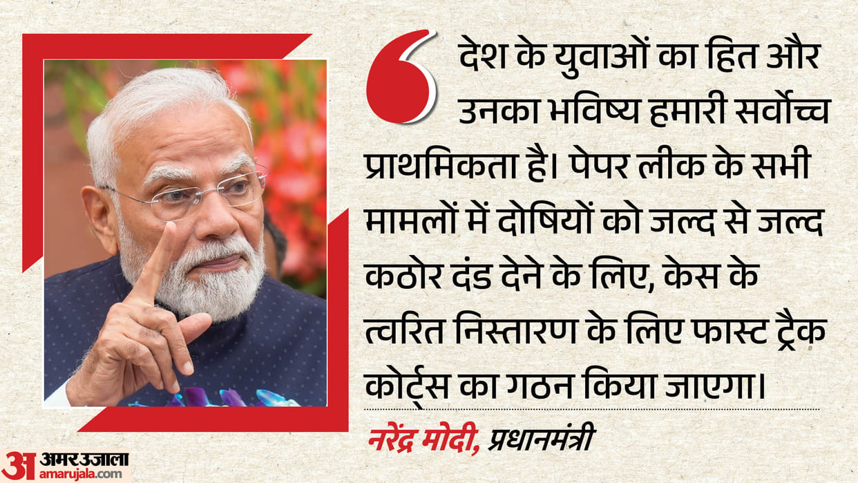 pm modi statement fast track courts paper leak cases youth welfare