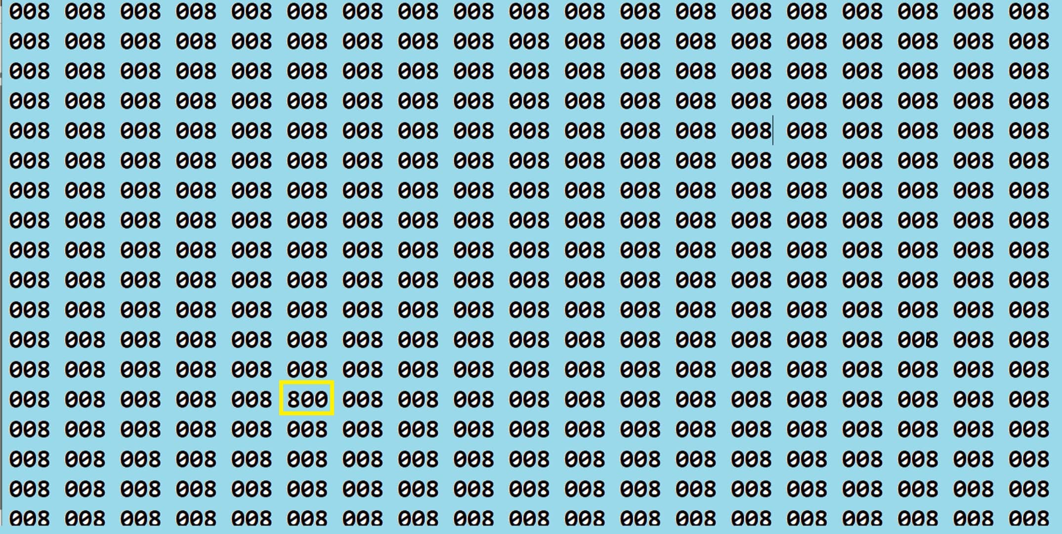 Optical illusion you have find 800 in 10 seconds brain teaser image