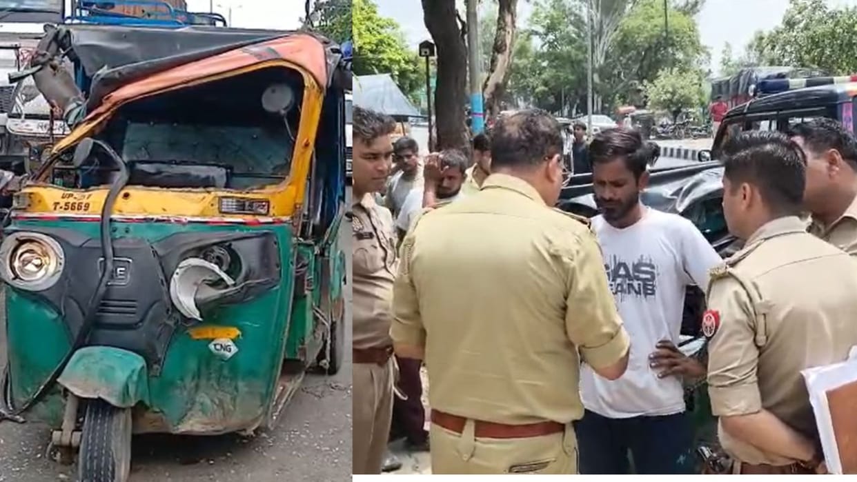One person died and three others were injured in collision between Canter truck and an auto-rickshaw in Hapur