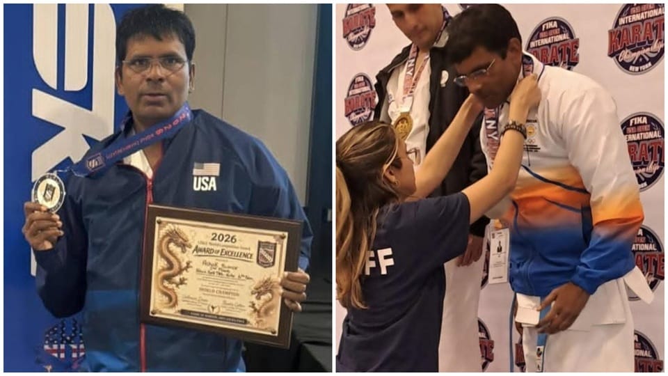 Ashok from Kathura village in Sonipat won a silver medal at the World Karate Championship.