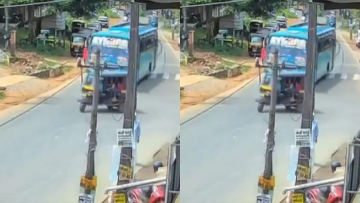 Bus Driver Quick Thinking Prevents Major Crash After Auto Rickshaw Cuts In Video goes Viral