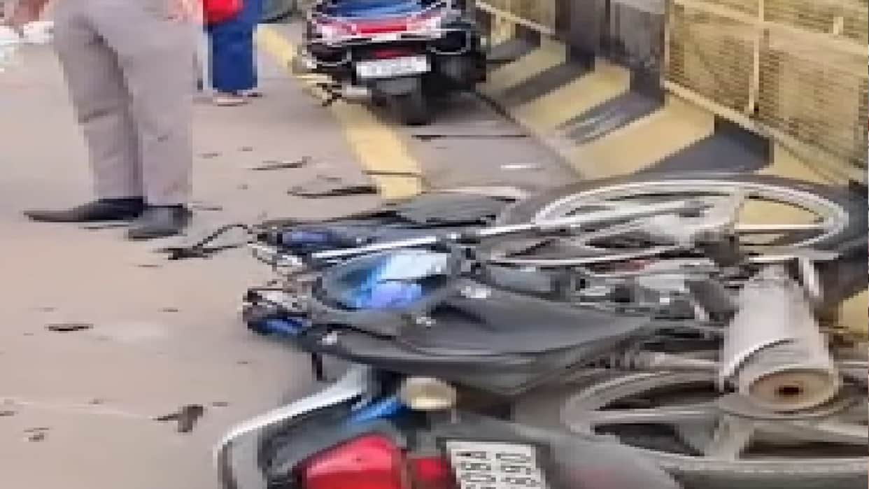 High-speed car wreaks havoc in Raipur: Hits people, damages bike; woman driver absconds