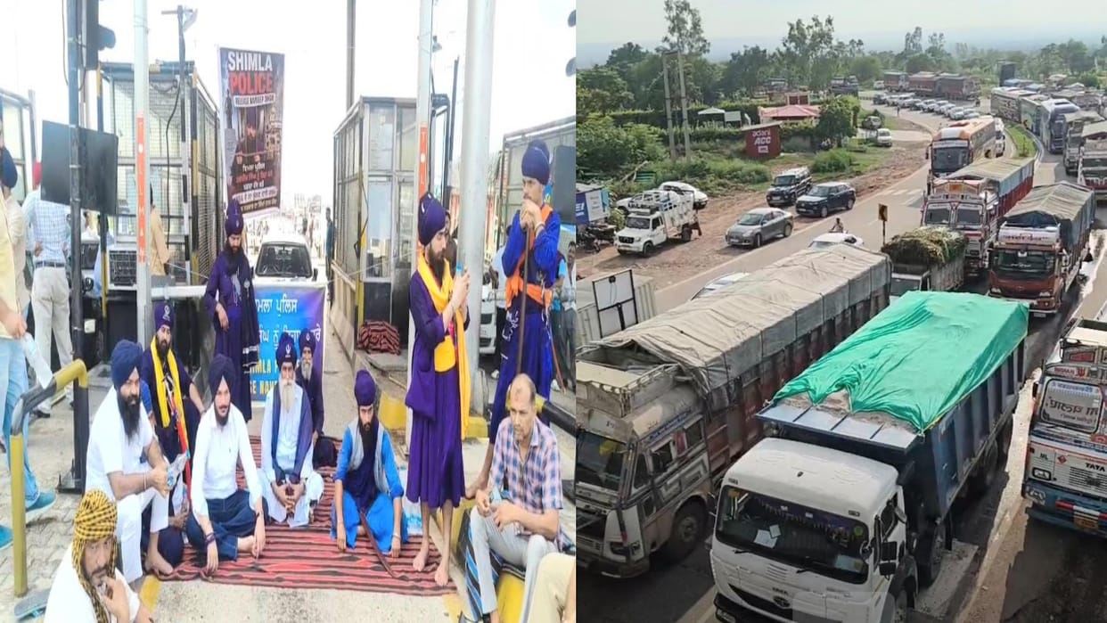 Nihang protest on the Kiratpur-Manali four-lane highway; Garamod toll plaza shut down.