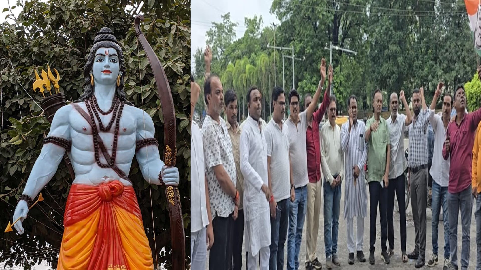 कार्यक्रम की तैयारी में लगे कार्यकर्ता