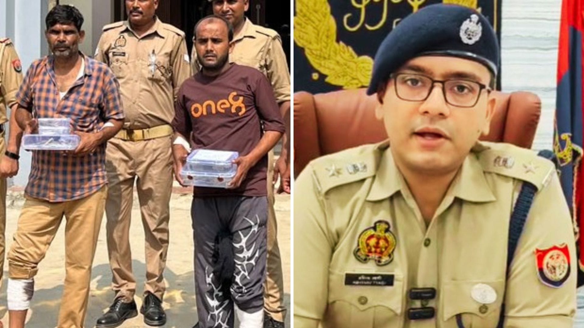 गिरफ्तार बदमाशों की जानकारी देते एसपी अभिनव त्यागी।