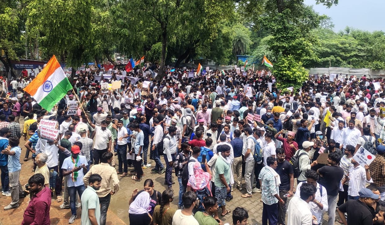 Students take to the streets over the paper leak and demand Dharmendra Pradhan resignation