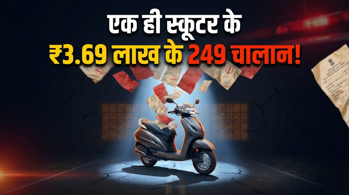एक स्कूटर पर 249 चालान, ₹3.69 लाख जुर्माना