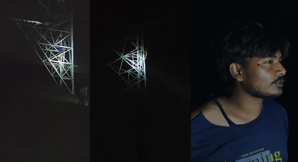 Auraiya Call my in laws only then will I come down youth climbs high tension tower