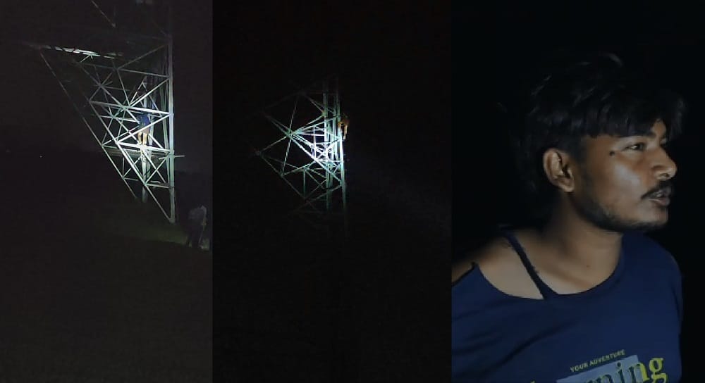 Auraiya Call my in laws only then will I come down youth climbs high tension tower