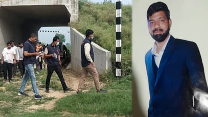 मृतक का फाइल फोटो व मौके पर फोरेंसिक टीम
