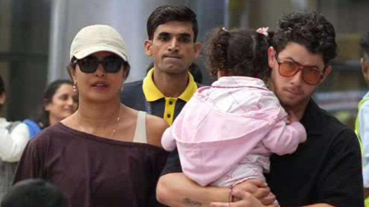 Priyanka Chopra Nick Jonas And Daughter Malti Arrives In Hyderabad Reports Of Varanasi  Shooting