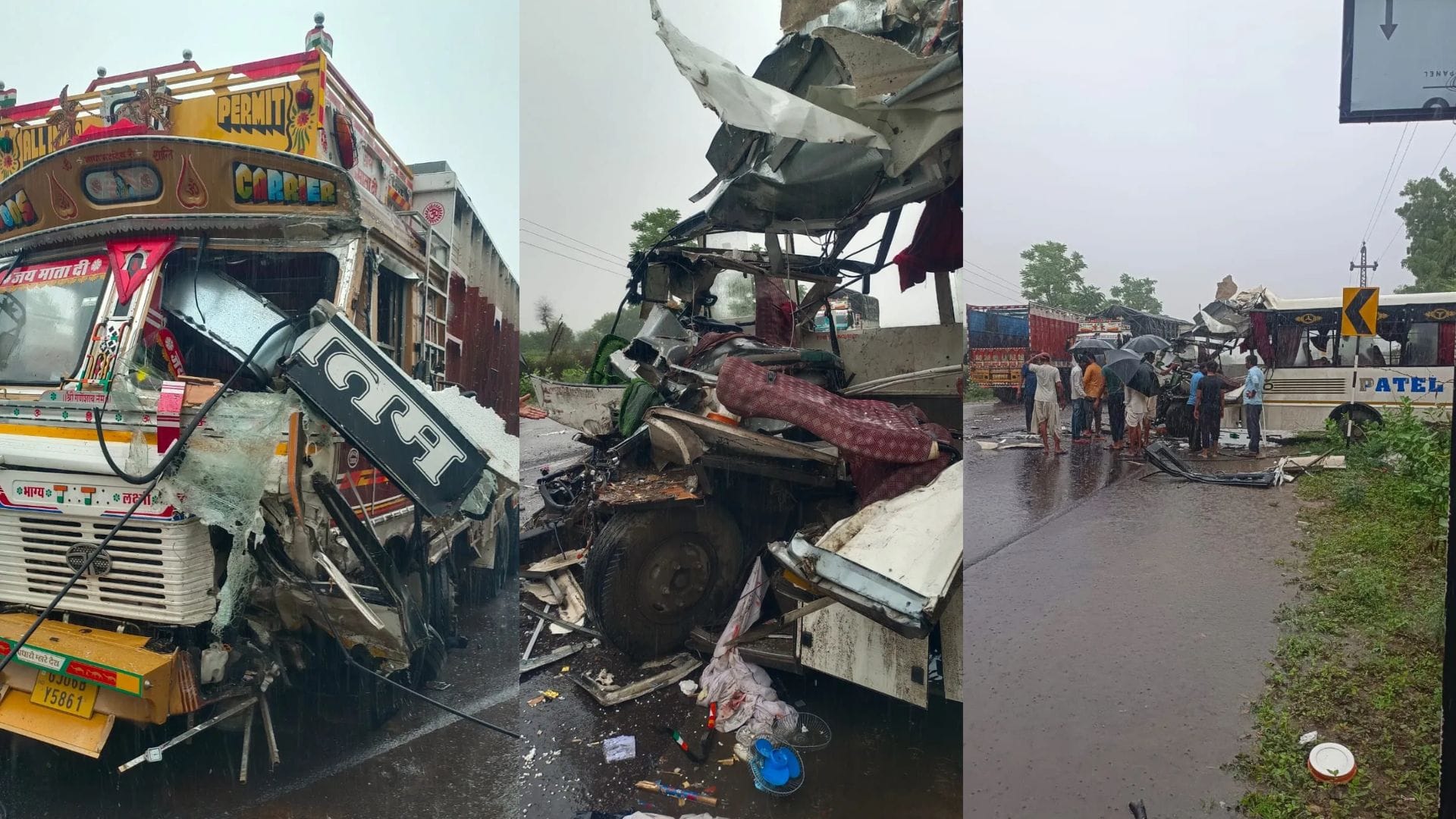 सांचौर में ट्रक और निजी बस की भिड़ंत