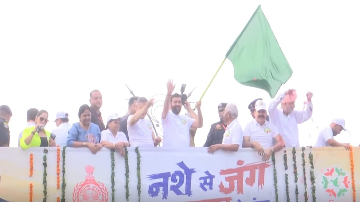 War Against Drugs Together with Yamunanagar CM Nayab Saini flags off marathon record 1.16 lakh registrations