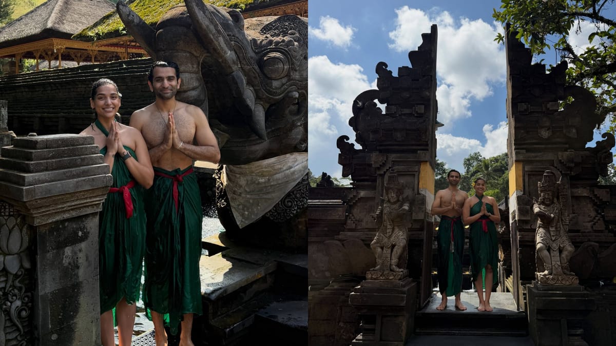 अर्चना पूरन सिंह के छोटे नवाब ने करवाया शुद्धिकरण, मंगेतर समीक्षा संग बाली ट्रिप पर निकले; देखें