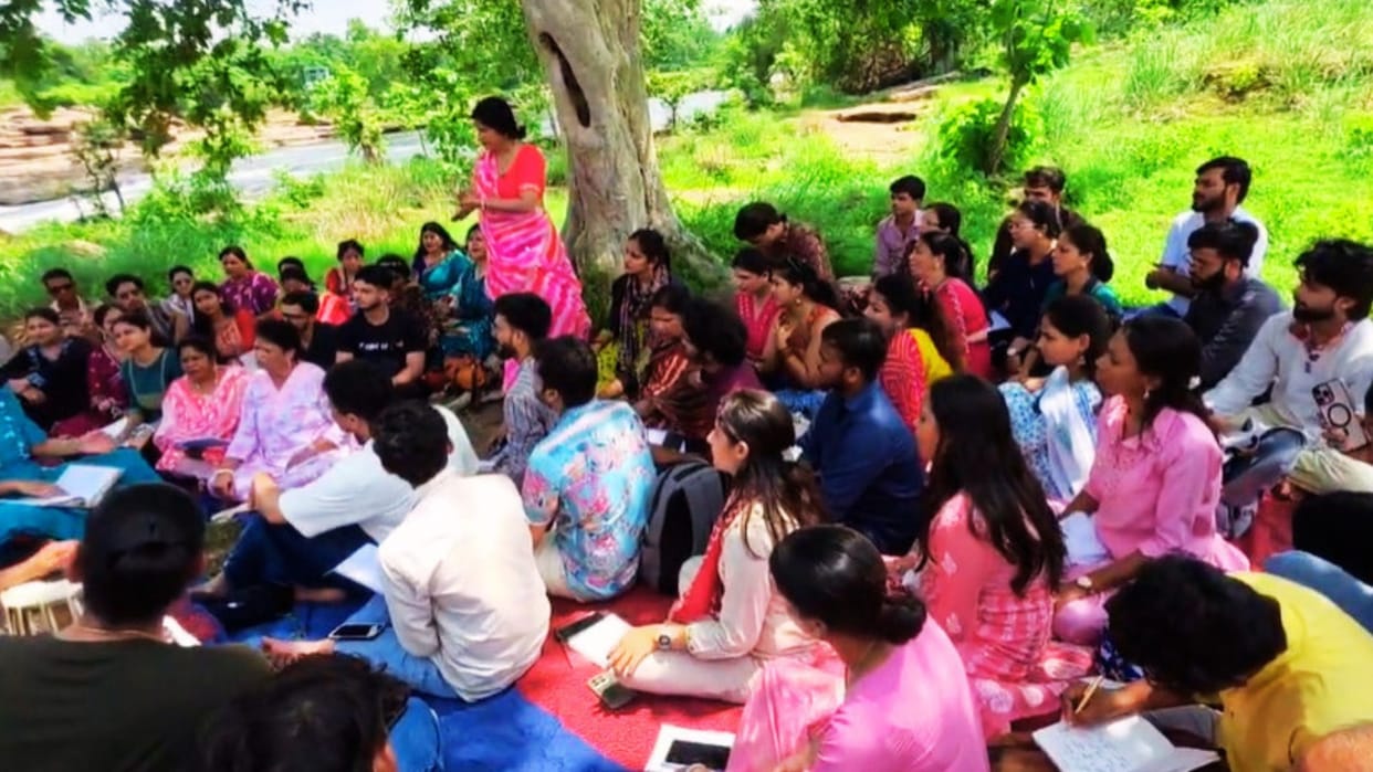 Kajri workshop underway amidst nature over 70 practitioners from India and abroad undergoing training