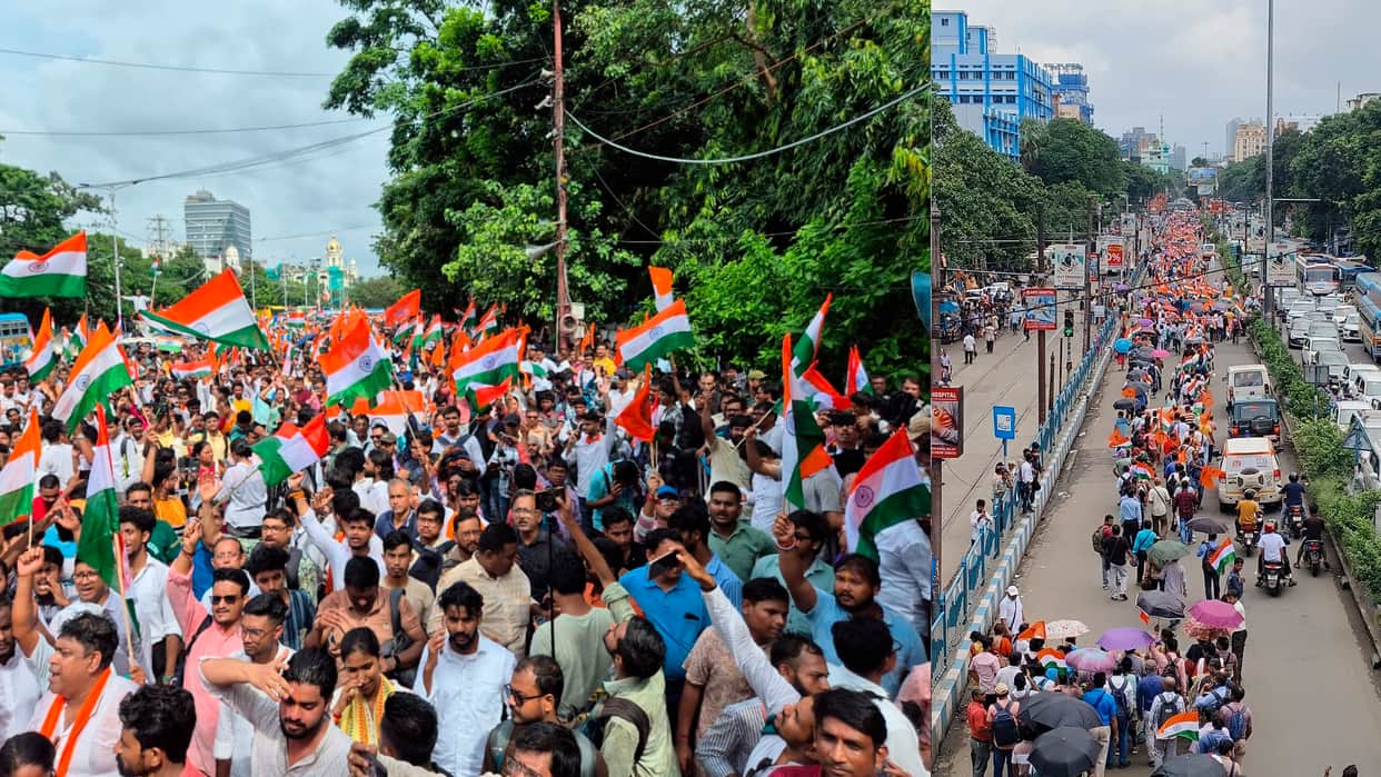 Kolkata: Six Sangh-affiliated organizations protest against  NEET agitation