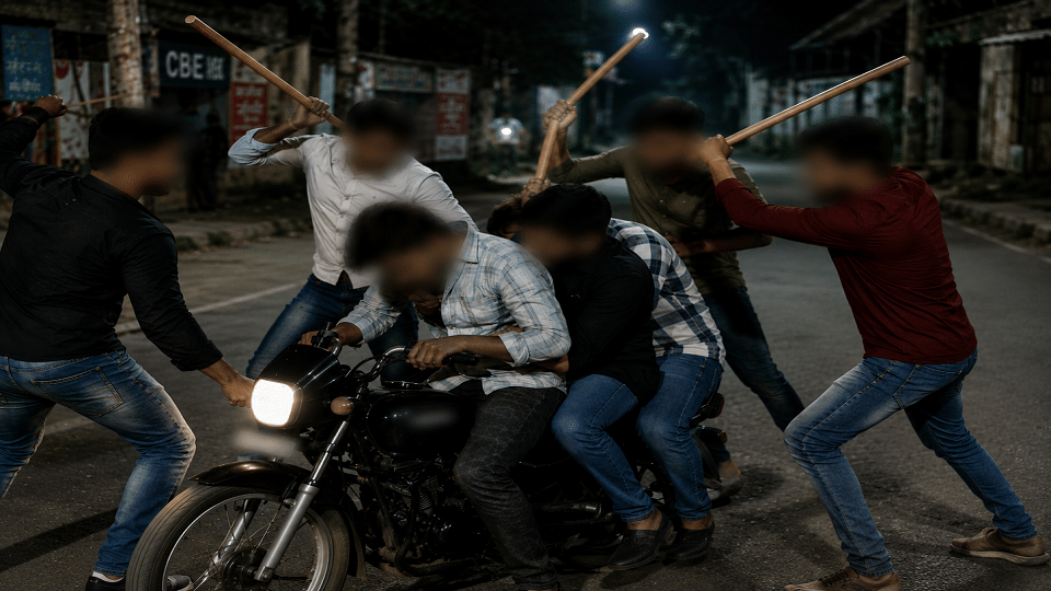 Bike riders attacked with sticks