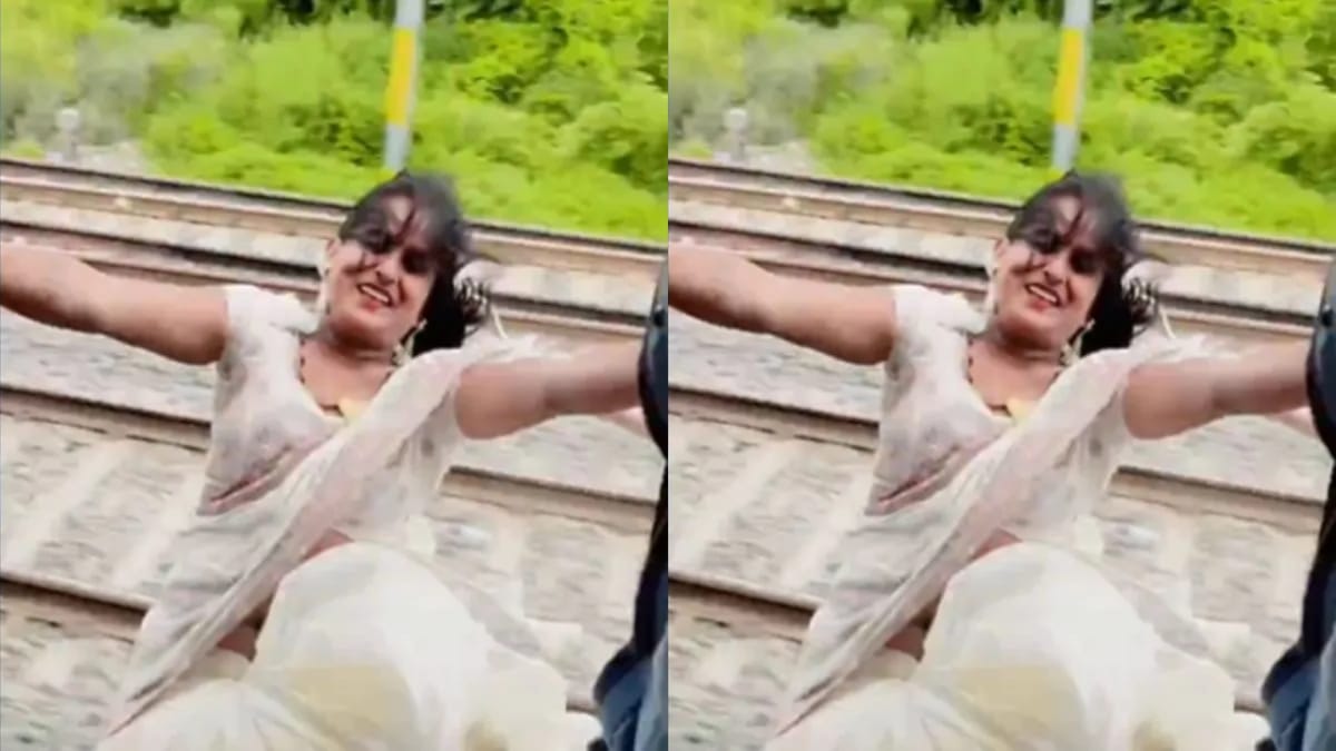 रील के लिए चलती ट्रेन के गेट पर लटकी महिला, खतरनाक स्टंट देख सहम गए लोग, वीडियो वायरल