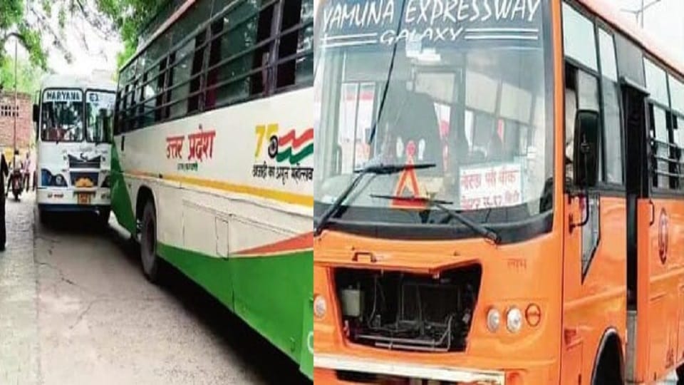 Seven buses painted in the same colours as government buses were seized