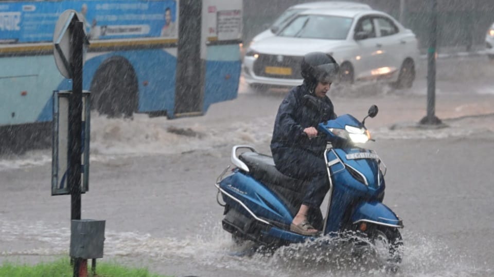 Heavy rain lashed several districts of haryana on Tuesday Meteorological Department alert for next three days.