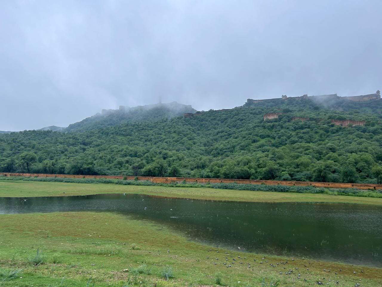 राजधानी जयपुर के आमेर स्थित मावठे का दृष्य