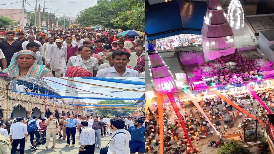 गोवर्धन परिक्रमा में उमड़ी भीड़।