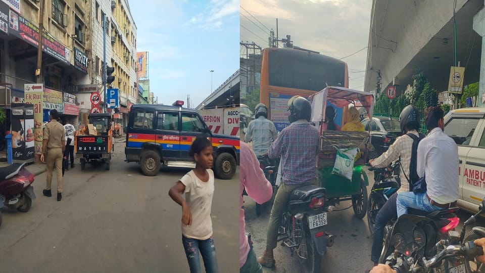 Service road closed due to Metro work massive traffic jam