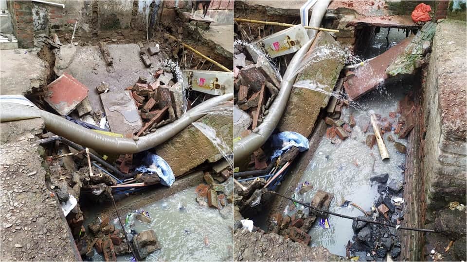 Heavy Rain Triggers Road Collapse Over Drain in Agra, Cracks Reported in Nearby Houses