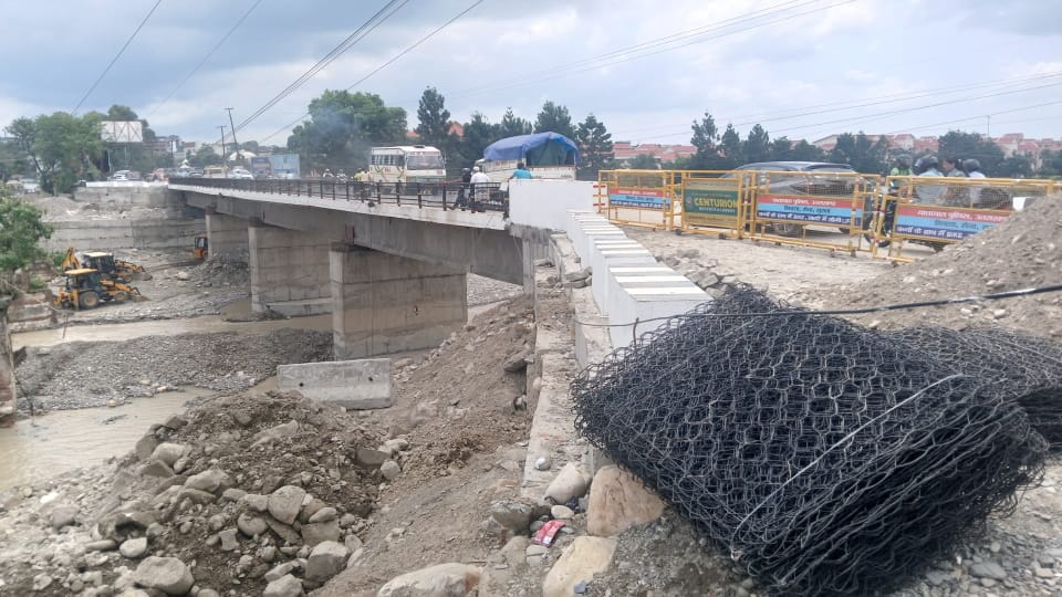 Danger to Nanda ki Chauki bridge to be averted PWD begins work after approach road caves in
