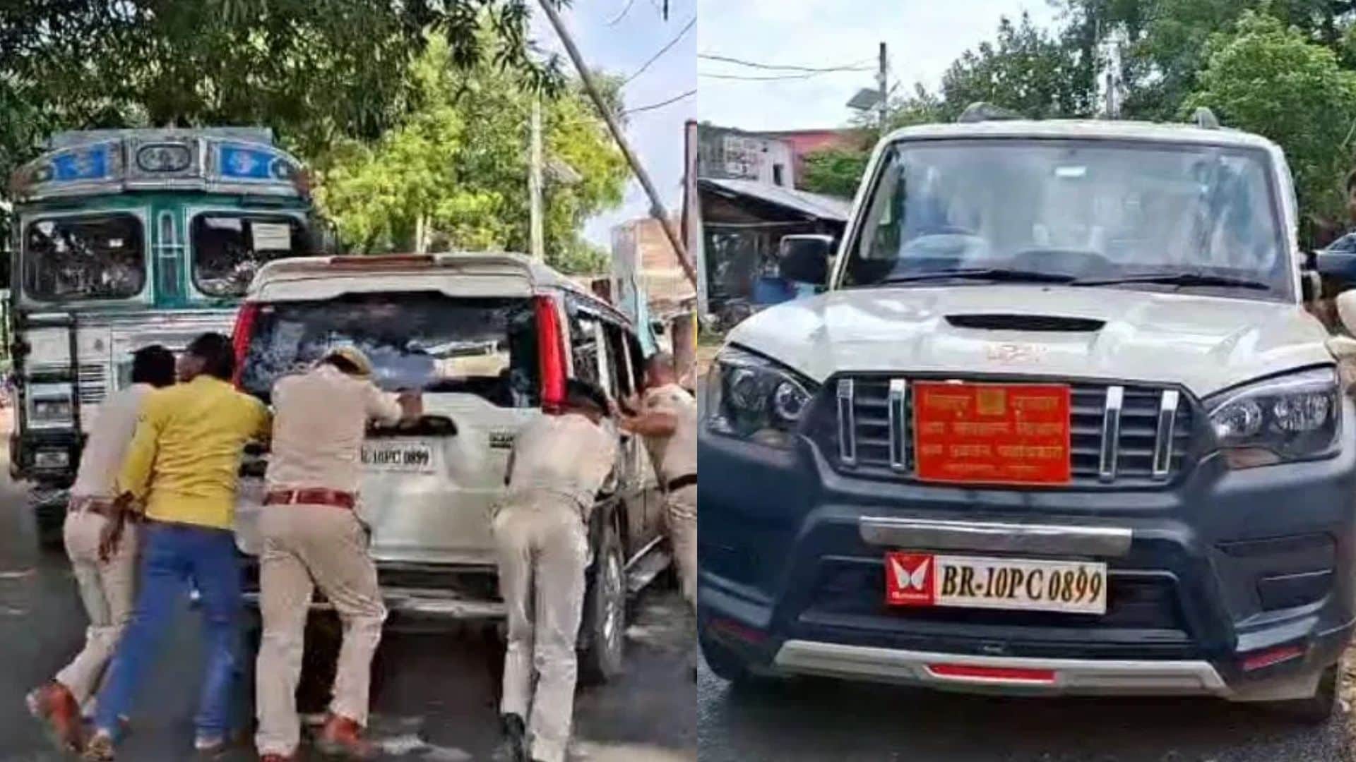 सीएम काफिले में शामिल श्रम संसाधन की गाड़ी हुई खराब