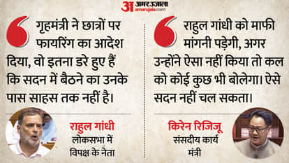 सदन में राहुल गांधी और किरेन रिजिजू का बयान