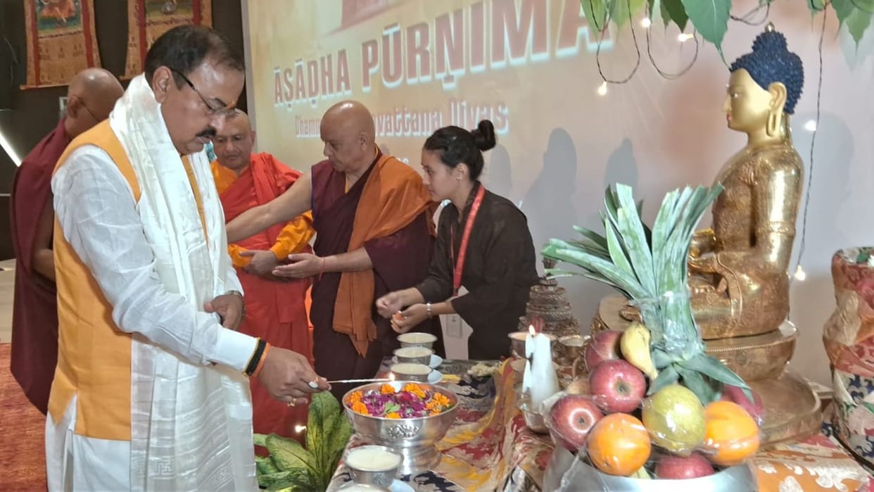 Buddhist monks and scholars from India and abroad gather in Sarnath varanasi message Buddha resonates