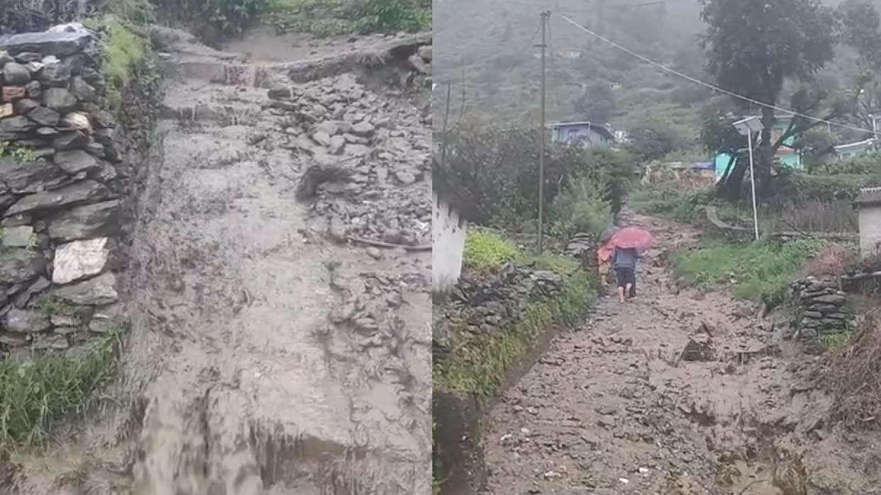 Chamoli Rain Heavy debris and water inundated Kimana village Families shifted to safe locations Jyotirmath