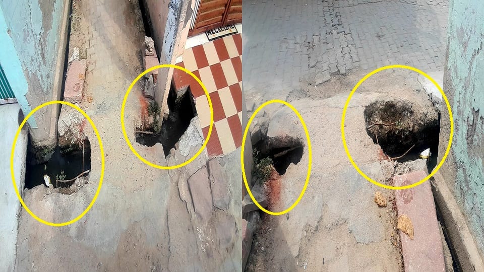 A broken culvert in Prakash Nagar, Hathras
