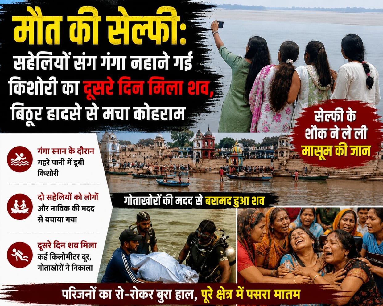Selfie Craze Turns Fatal: Missing Teen's Body Recovered from Ganga in Bithoor