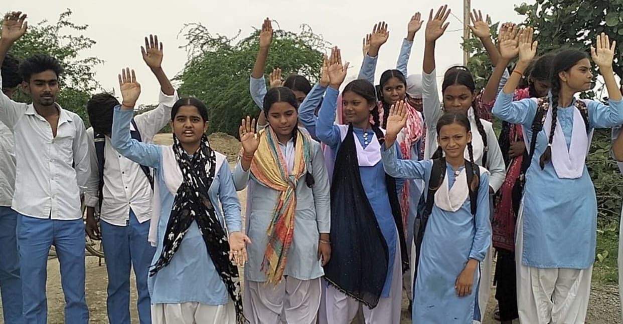 Mahoba The dilapidated and broken up Khiruhi route  leading to  protest by students