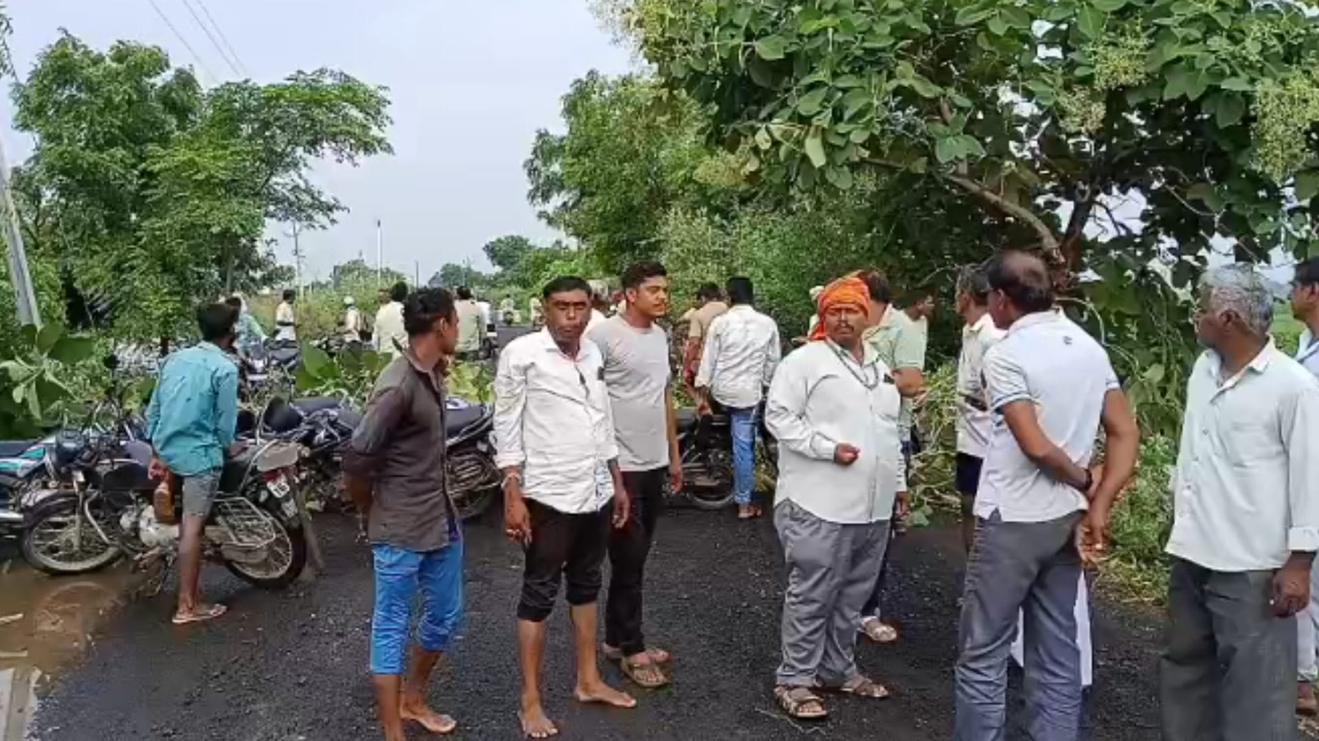 Omkareshwar Hundreds of hectares of crops were submerged due to blocked drainage, forcing a road blockade.