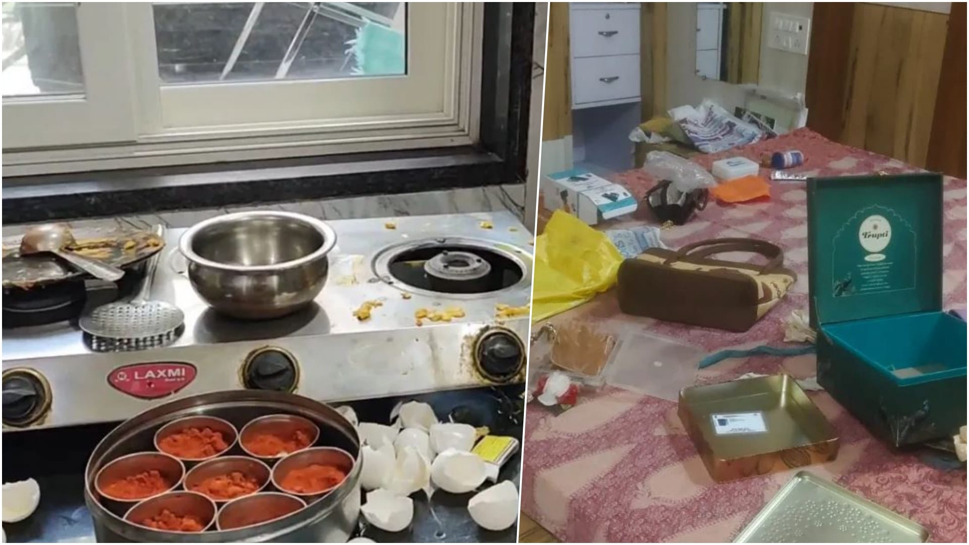 चोरी और आमलेट बनाने के बाद बिखरा सामान