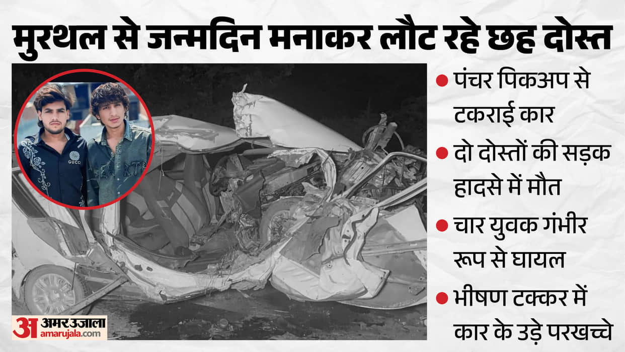 Two friends from Loni died in an accident while returning from celebrating a birthday in Murthal