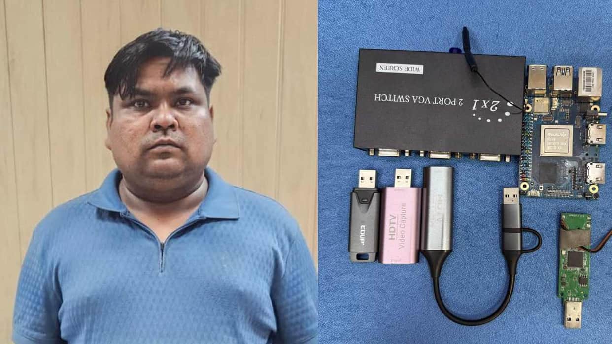 STF arrests Lokesh a wanted member of a high-tech cheating gang from Alwar electronic devices recovered in Gr