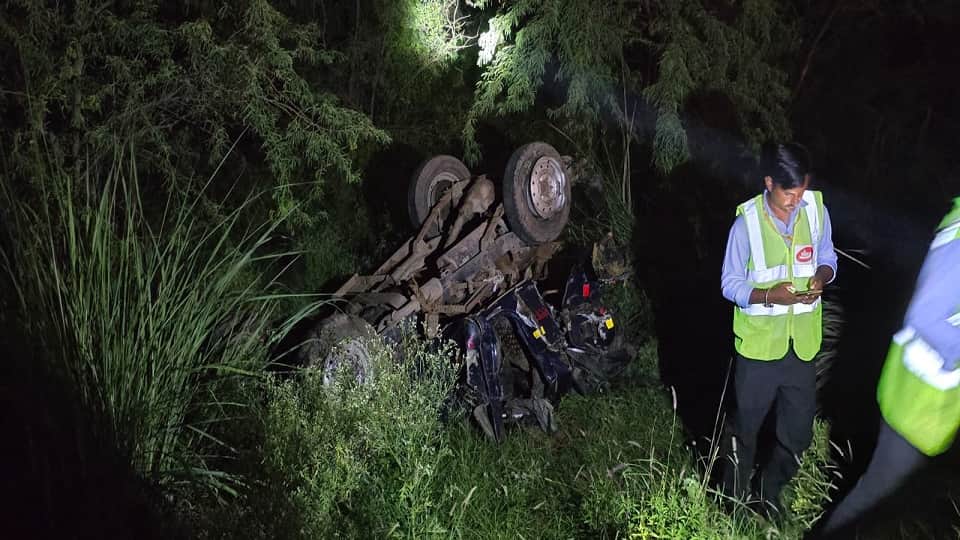 Tanker Rams into Police Patrol Jeep on Highway Two Cops Seriously Injured After Vehicles Fall into Ditch
