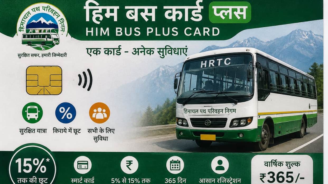 hrtc him bus plus card 15 percent discount green yellow samman card merged